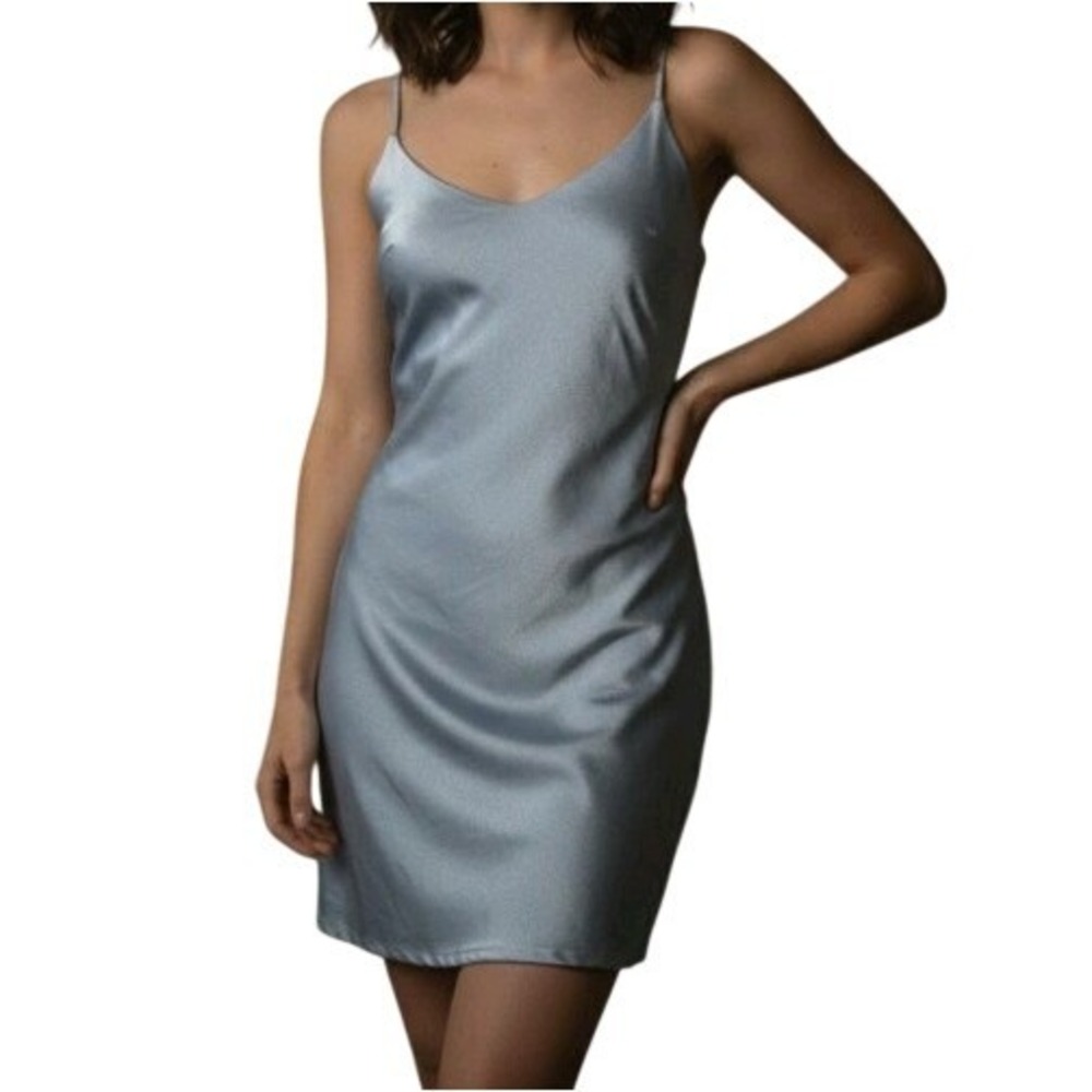 Iris LA NWT Womens Slip Dress Rayon Stretch Bodycon Party Prom Ice Blue L